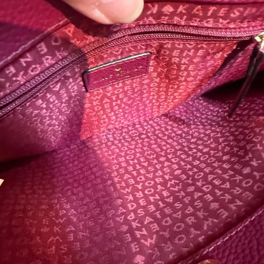 Kate Spade Berry Red Pebbled Leather Mulberry Street Lise Satchel Crossbody EUC